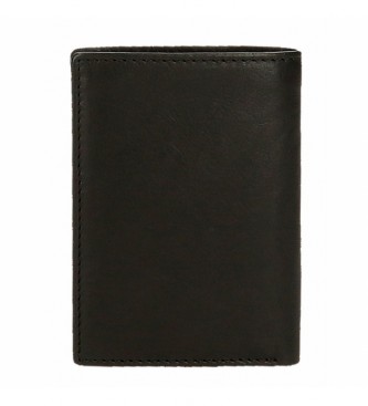 Pepe Jeans Presenetljiva navpična usnjena denarnica s torbico za kovance črna