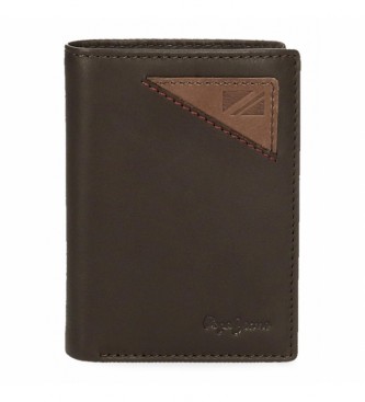 Pepe Jeans Presenetljiva navpična usnjena denarnica z denarnico za kovance Brown