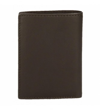 Pepe Jeans Efektowny pionowy skórzany portfel z portmonetką Brązowy