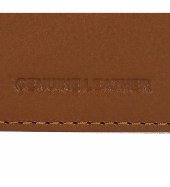 Pepe Jeans Efektowny pionowy skórzany portfel z portmonetką Beige