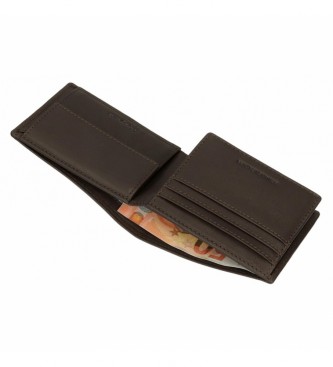 Pepe Jeans Efektowny skórzany portfel w kolorze brązowym