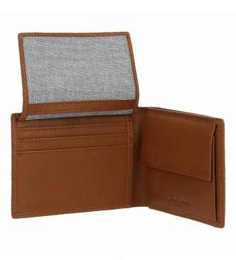 Pepe Jeans Efektowny beżowy skórzany portfel