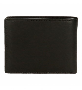 Pepe Jeans Udarna usnjena denarnica z držalom za kartice Črna