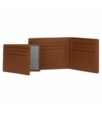 Pepe Jeans Striking leather wallet with card holder Beige