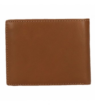 Pepe Jeans Udarna usnjena denarnica z držalom za kartice v bež barvi