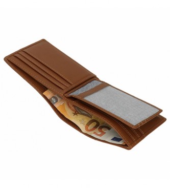 Pepe Jeans Striking leather wallet with card holder Beige