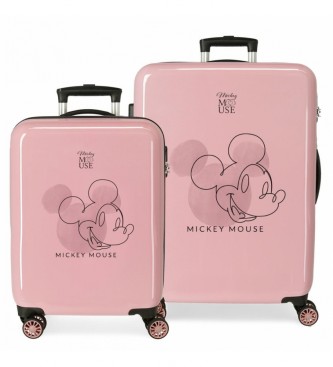 Joumma Bags Mickey Outline Roze Bagageset -38x55x20cm