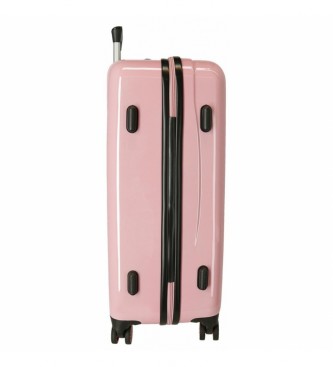 Roll Road One World kuffertst med hrd side 55-68cm pink