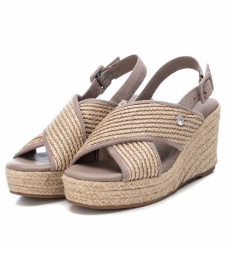 Refresh Wedge sandals taupe - Wedge height 9cm 
