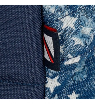 Pepe Jeans Mochila Denim Star Backpack Azul dois compartimentos da Marinha