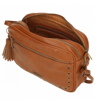 Pepe Jeans Pepe Jeans Camper double compartment shoulder bag brown -24x16x9cm
