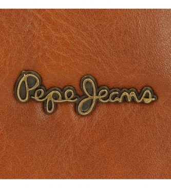 Pepe Jeans Pepe Jeans Camper double compartment shoulder bag brown -24x16x9cm