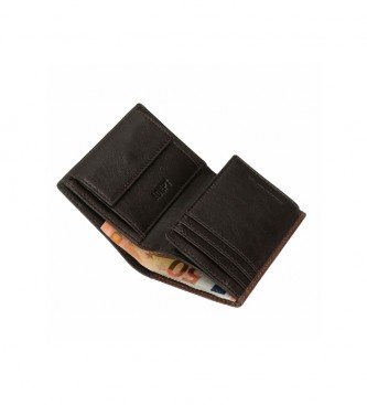 Joumma Bags Pionowy portfel Adept Jim z brązową portmonetką -8,5x11,5x1cm