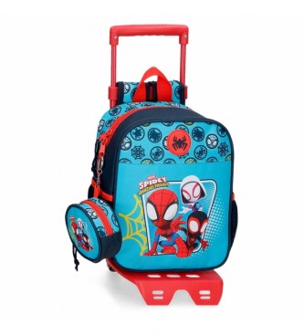 Joumma Bags Sac  dos pour chambre d'enfant Spidey Team Up avec trolley bleu -23x25x10cm