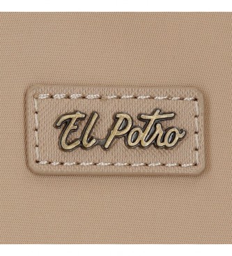 El Potro El Potro Beige uld skuldertaske med to rum i uld