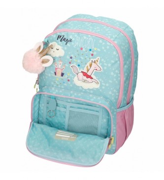 Enso Enso Magic Unicorn double compartment backpack with pink trolley