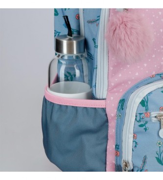 Enso Enso We Love Flowers backpack double compartment blue, pink
