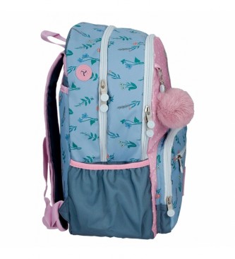 Enso Enso We Love Flowers backpack double compartment blue, pink
