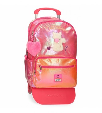 Enso Enso Cat Cuddler double compartment backpack with trolley pink