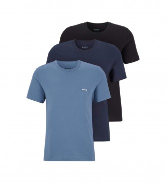 BOSS Pacote de três T-shirts RN Classic azul, preto marinho