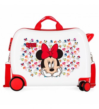 Disney Otroški kovček 2 večsmerni kolesi Minnie Diva bela, rdeča -38x50x20cm