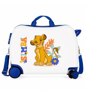 Disney Otroški kovček 2 večsmerni kolesi Simba barve bela, modra -38x50x20cm