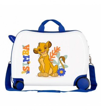 Disney Children's suitcase 2 multidirectional wheels Simba colors white, blue -38x50x20cm
