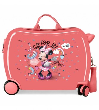 Disney Valigia per bambini 2 ruote multidirezionali Minnie Loving Life corallo -38x50x20cm-