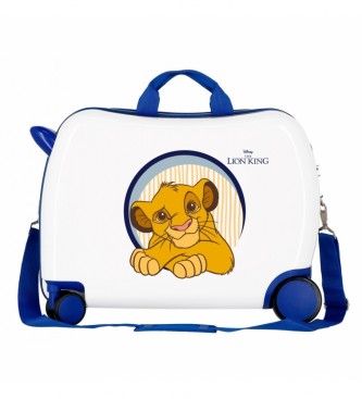 Disney Suitcase for children 2 multidirectional wheels Hakuna Matata white, blue -38x50x20cm