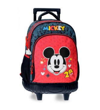 Joumma Bags Backpack with two wheels and two compartments Mickey Get Moving red, blue -32x45x21cm