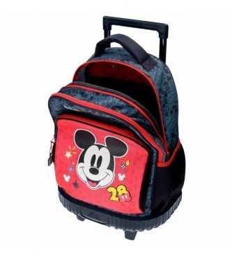 Joumma Bags Nahrbtnik z dvema kolesoma in dvema predaloma Mickey Get Moving rdeča, modra -32x45x21cm