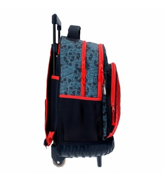 Joumma Bags Sac  dos avec deux roues et deux compartiments Mickey Get Moving rouge, bleu -32x45x21cm