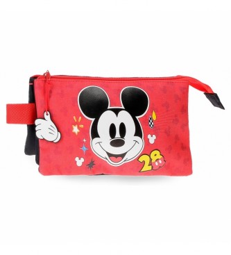 Joumma Bags Mickey Get Moving Pencil Case drie compartimenten rood, blauw -22x12x5cm