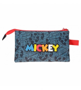 Joumma Bags Mickey Get Moving Pencil Case drie compartimenten rood, blauw -22x12x5cm
