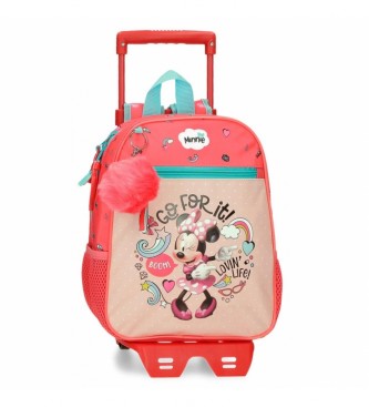 Joumma Bags Minnie Lovin Life 28cm predšolski nahrbtnik z rožnatim vozičkom