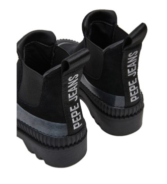 Pepe Jeans Ascot Botas de couro preto para tornozelo