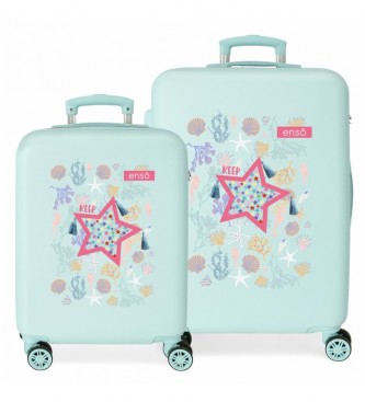 Enso Conjunto de malas duras Enso Keep The Oceans Clean Hard Suitcase 55-65cm Turquesa