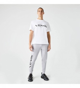 Lacoste White reflective printed tracksuit bottoms