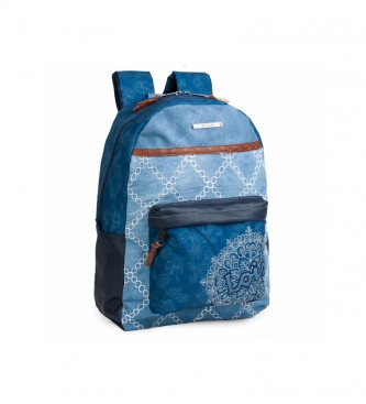 Lois Zaino da donna Casual Design Backpack. Tela Denim stampata 301504 blu -33x43x16cm