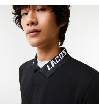 Lacoste Polo majica tankega kroja v črni elastični piqué barvi