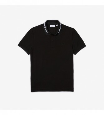 Lacoste Polo majica tankega kroja v črni elastični piqué barvi