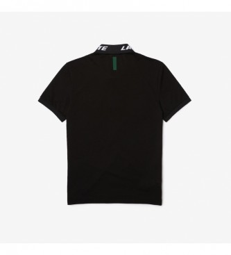 Lacoste Koszulka polo slim fit z czarnej elastycznej piki