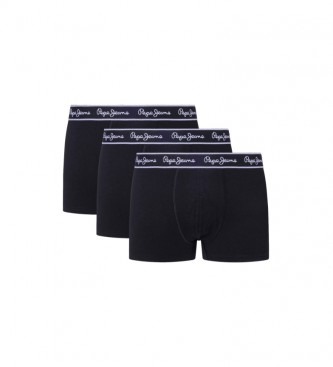 Pepe Jeans Pack 3 Boxer en coton extensible noir
