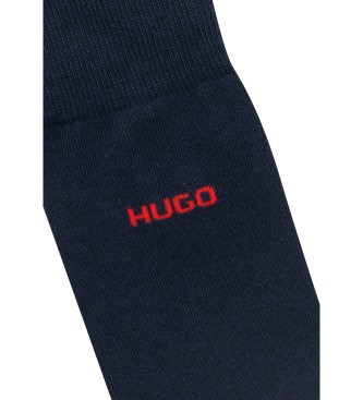 HUGO Lot de 2 paires de chaussettes longues de couleur marine