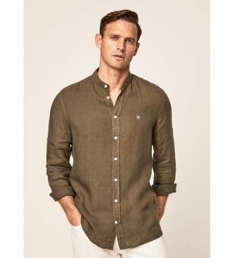Hackett London Chemise en lin P Fit Slim Slim Vert fonc