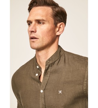 Hackett London Chemise en lin P Fit Slim Slim Vert fonc