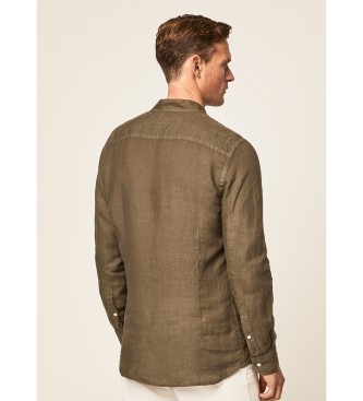 Hackett London Chemise en lin P Fit Slim Slim Vert fonc
