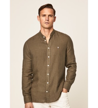 Hackett London Chemise en lin P Fit Slim Slim Vert fonc