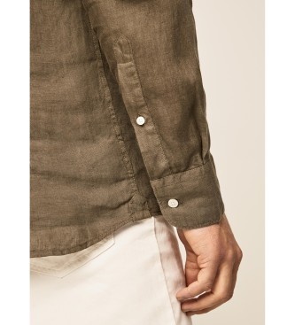 Hackett London Chemise en lin P Fit Slim Slim Vert fonc