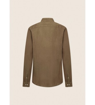 Hackett London Chemise en lin P Fit Slim Slim Vert fonc